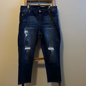 Celebrity pink girlfriend distressed jeans